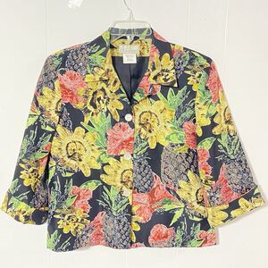 90s HARVE BENARD COLLECTION Silk 10 M Lined FLORAL Jacket Blazer Lightweight